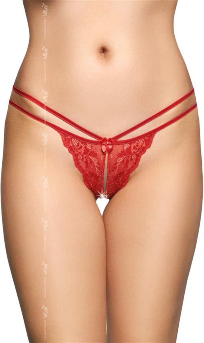SoftLine | sexy string | open kruis | rood | S/M — afbeelding 1