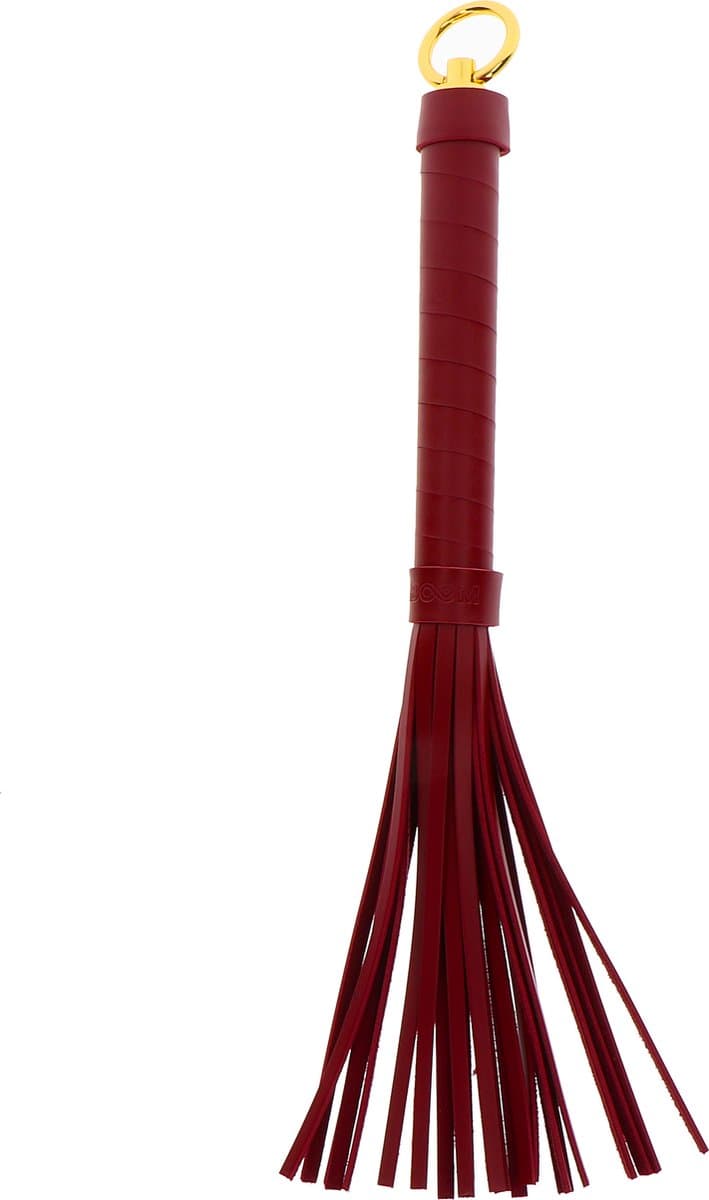 Luxe Zweep - Voor BDSM, SM en Bondage - Flogger - Gemaakt van PU-Leer en Nikkelvrij Metaal - SM Zweepje - Sex Whip - Rood / Goud — afbeelding 1