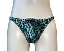 LekkerStout Heren Luipaard String - Turquoise - Sexy Herenondergoed | L | ( LS248 )