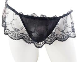 BamBella ® - Slip- maat Onesize S M L - zwart Sexy erotische heren onderbroek mannen kant stof