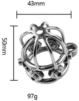 Nooitmeersaai - Peniskooi met hangslot en pinnetjes - Metaal - Zilverkleurig - 50 mm — thumbnail 4