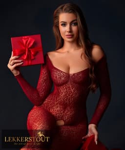 Catsuit Bordeaux Rood Visnet met Open Kruis en Lange Off-shoulder Mouwen - Sexy Lingerie - One Size S-L (36-40) | LS312 — thumbnail 4