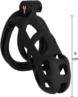 Hidden Desire - Kuisheidskooi - Penis Cage - P-Cage - Kunststof Kuisheidskooi - Chastity - Penis Kooi Zwart - Kuisheidkooi met 4 Ringmaten - Penis Prison Cock Cage - Verkrijgbaar in 4 Lengtes - Male Chastity Cages - Maat L - 11 cm - Zwart — thumbnail 3
