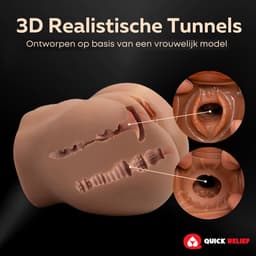 Quick Relief Ashleé™ - Masturbator - Pocket Pussy - Masturbator voor man - 2 in 1 Vagina en Anus - Sex toys voor mannen - Bruin — thumbnail 3