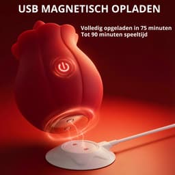 SF Toys – Rozen Tong Vibrator – Clitorale Stimulator – Magnetisch Oplaadbaar – Waterdicht – 10 Vibratiestanden – Rood — thumbnail 3