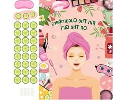 Ronte - Feestspel voor meisjesfeest, Poster Pin The Cucumber on The Girl, Make-up, Logeerpartij, Slaapfeestje, Feestartikelen voor vrouwen.