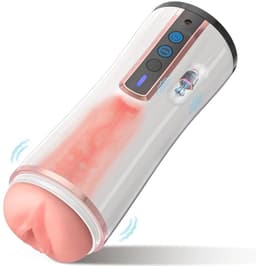 JustFun Masturbator Automatisch - 10 Vibratiestanden - Blowjob Simulator - Sex Toys voor Mannen - Pocket Pussy - Wit — thumbnail 1