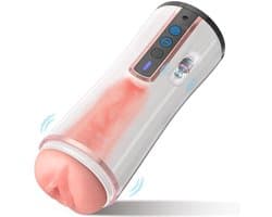 JustFun Masturbator Automatisch - 10 Vibratiestanden - Blowjob Simulator - Sex Toys voor Mannen - Pocket Pussy - Wit