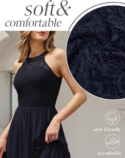 Elegante Avondjurk Lange Halterjurk voor Dames Bruiloft Cocktail Chiffon Kant — thumbnail 3