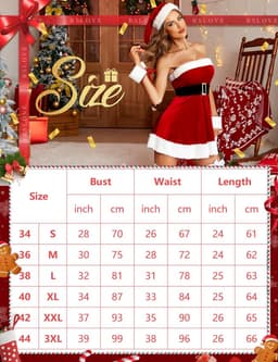 Kerstvrouw Lingerie Kostuum Advent Outfit Strapless Rok Nachthemd — thumbnail 3