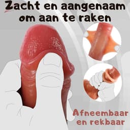 Realistische Dildo met Voorhuid - 22 Cm - Dual Density Dildo - Met Zuignap - Met Balzak - Beweegbare Voorhuid - Dildo XXL Extra Dik - Siliconen - Beige - Discreet Verzonden — thumbnail 4