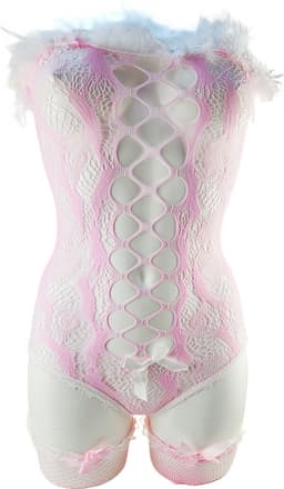 BamBella ® Sexy Cosplay Rollenspel kleding - Onesize - outfit dames bunny pak wit roze jumpsuit set — thumbnail 1