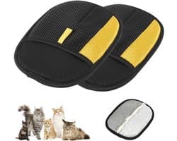 Handschoenen voor het verwijderen van dierenharen, handschoenen voor het verwijderen van kattenharen, 2 stuks, antistatische handschoenen voor het verwijderen van hondenharen, geschikt voor katten en honden.