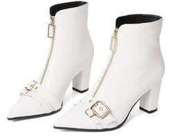 Spitse Teen Kitten Hak Laarzen - Zwarte Booties met Klinknagels voor Dames