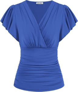 Dames T-shirt met Vleermuismouwen en V-hals in Chiffon — thumbnail 1