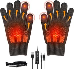 Verwarmde handschoenen - Elektrisch verwarmde handschoenen - USB winter warme fietshandschoenen - Warme skihandschoenen - Afneembare winterhandschoenen met touchscreen - Geschikt voor fietsen, autorijden en wandelen - Unisex - Grijs — thumbnail 1