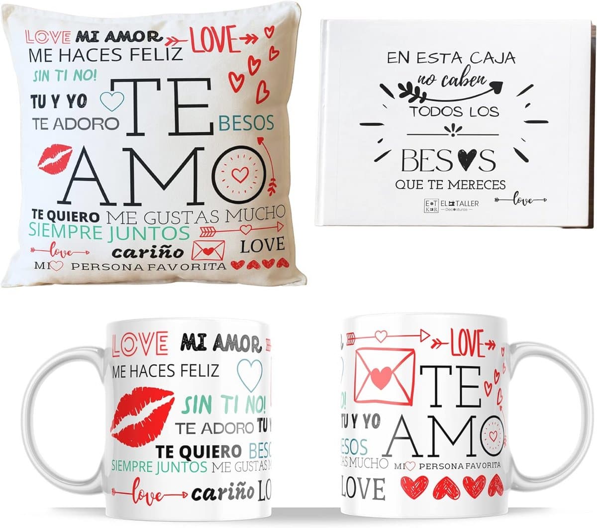 Romantische cadeaus voor koppels - Kussen en Mok met Liefdesboodschappen - Originele Geschenken voor Valentijnsdag, Verjaardag en Jubileum — afbeelding 1