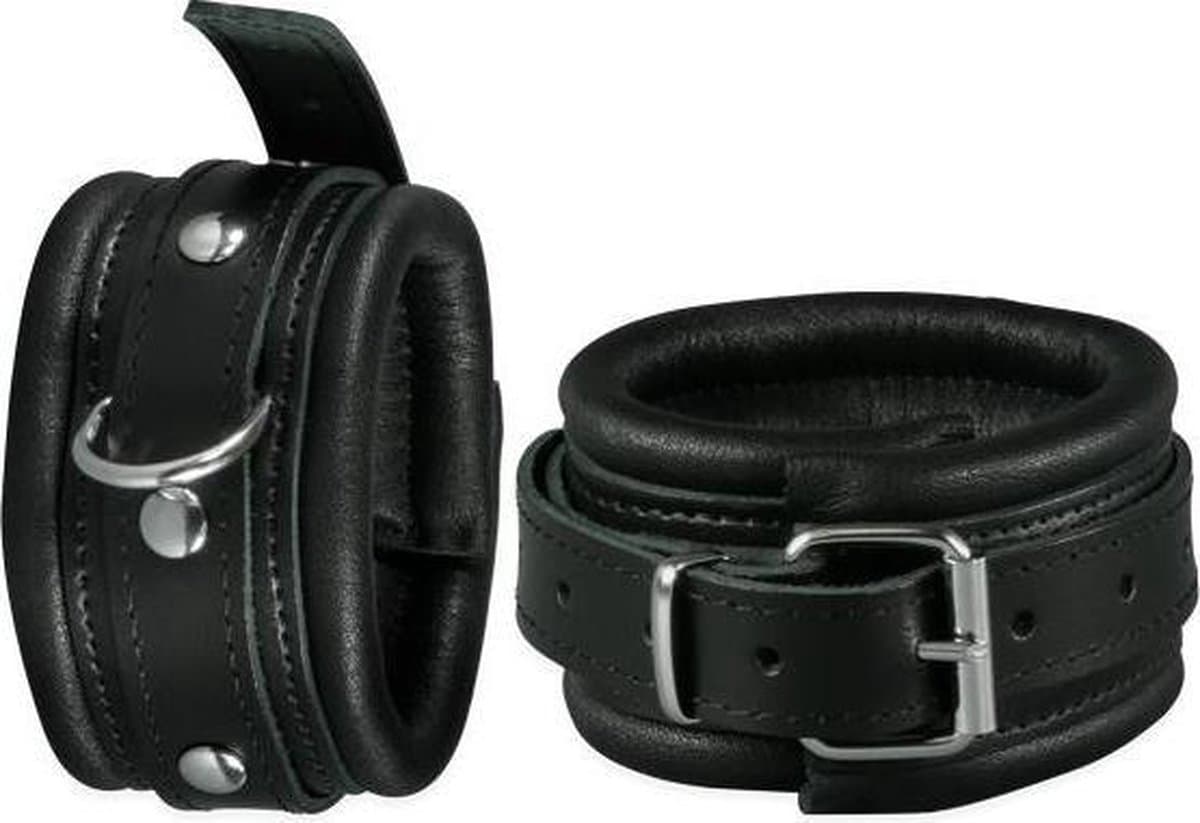 Kiotos Leather - Leren Enkelboeien 5 cm Breed Gevoerd - Zwart — afbeelding 1
