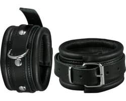 Kiotos Leather - Leren Enkelboeien 5 cm Breed Gevoerd - Zwart