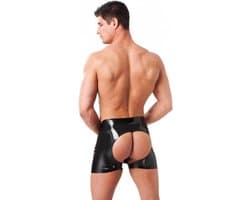 Rimba - Latex Boxershort met open achterkant - Zwart - Maat L