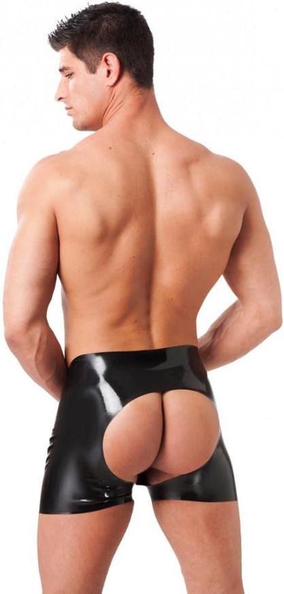 Rimba - Latex Boxershort met open achterkant - Zwart - Maat L — afbeelding 1