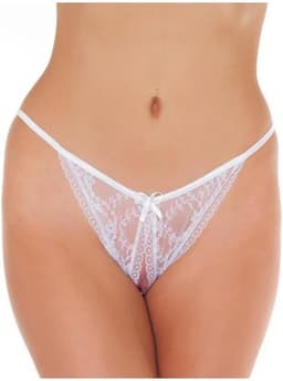 Amorable - Tanga Slip Kant Met Open Kruis - Wit — thumbnail 1