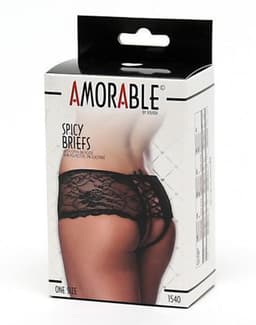Amorable - Erotische Slip - Kanten Knicker Met Open achterkant - Zwart - One Size — thumbnail 3