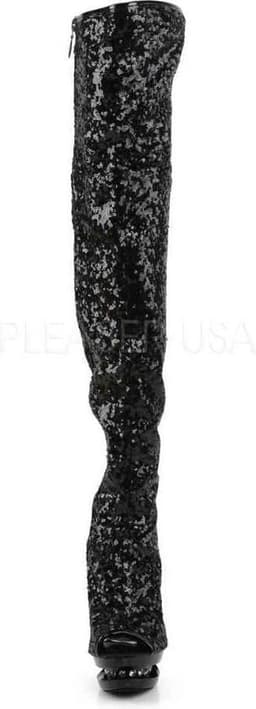 Pleaser - BLONDIE-R-3011 Plateau Overknee Laarzen - Paaldans schoenen - 41 Shoes - Zwart — thumbnail 2