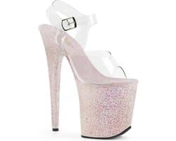 Pleaser - FLAMINGO-808LG Sandaal met enkelband, Paaldans schoenen - Paaldans schoenen - 37 Shoes - Roze/Transparant