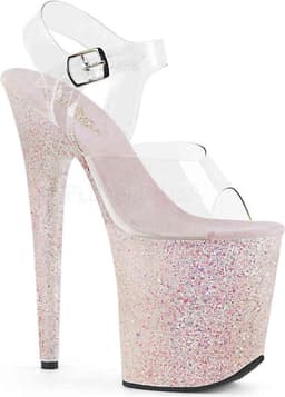 Pleaser - FLAMINGO-808LG Sandaal met enkelband, Paaldans schoenen - Paaldans schoenen - 37 Shoes - Roze/Transparant — thumbnail 1