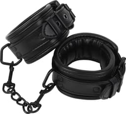 Banoch | handboeien van pu leer gevoerd | zwart | bondage — thumbnail 12