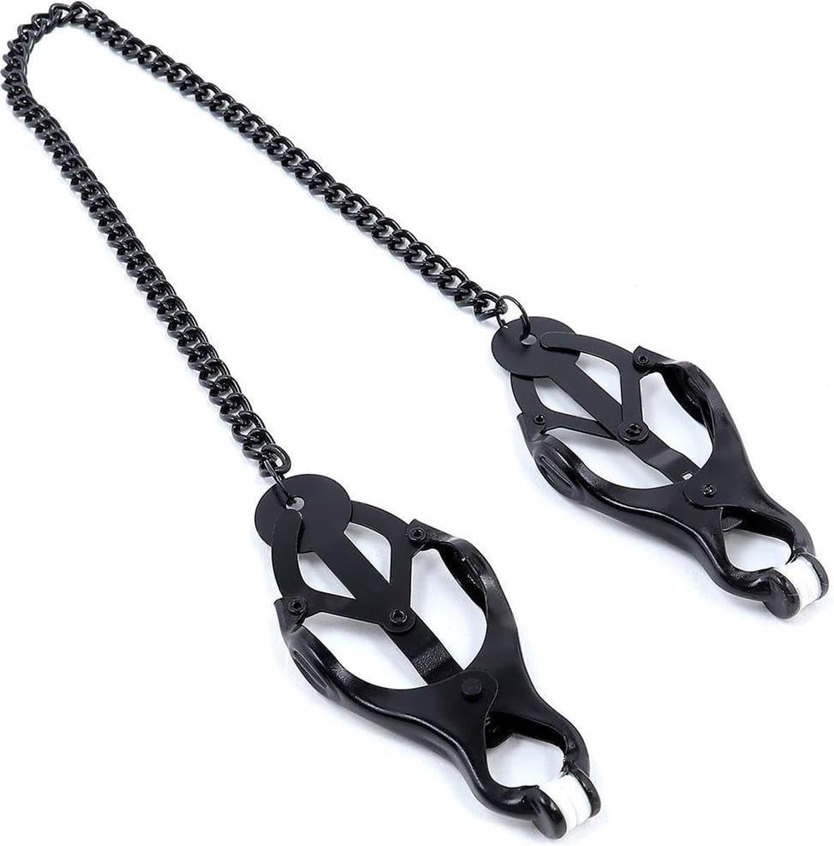 Pinch Tepelklemmen - Pinces de M. Noir - Clover Clamps - Zwart met ketting — afbeelding 1