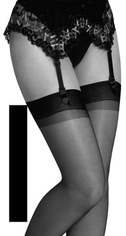 Clio Kousen - Jarretel Kousen - Kousen - Glad Boord - 100% Nylon - 15 Den. - T4 - Large - Zwart — thumbnail 1