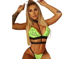Prachtige Fluoriserende Dames Lingerie - Beha en string - Neon - Sexy