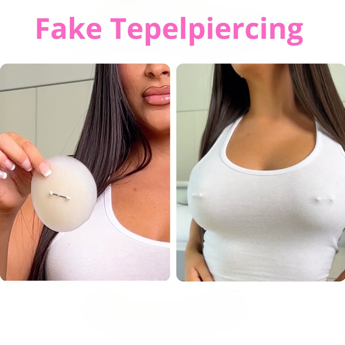 Fake Tepelpiercing - tepelpiercing - nep piercing - festival gadget - Nipple Covers - 8 cm - Zilver - 2 stuks — afbeelding 1