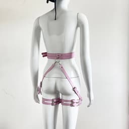 Bondageharnas lederen jarretels - Harnas kousenband body bondage riem - bdsm taille tot been gothic pu lederen dij rave outfit — thumbnail 2