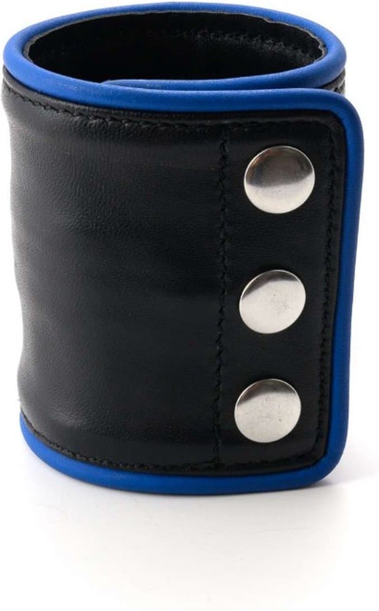 665 Leather - Leren Pols Portemonnee met Rits - Zwart/Blauw — afbeelding 1