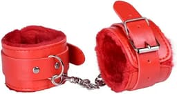 Pluche BDSM Handboeien I Erotische PU Leren Handboeien I Eotische Speelplezier I Verstelbaar I Bondage I Rood — thumbnail 3