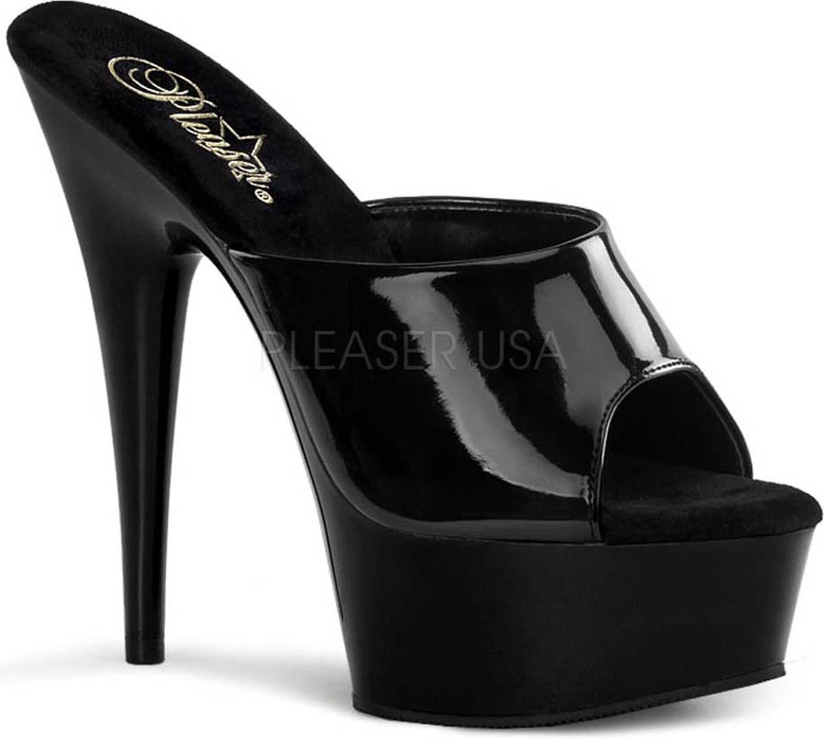 Pleaser - DELIGHT-601 Muiltjes - Paaldans schoenen - 42 Shoes - Zwart — afbeelding 1