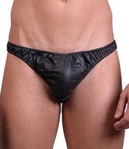 Mister B leren heren string slip zwart - large — thumbnail 1