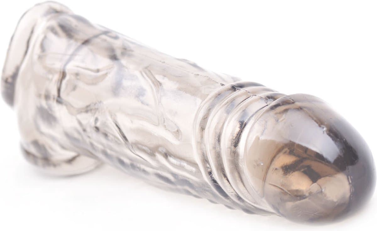 Penis Sleeve L Geaderd Black - Zeer gebruiksvriendelijk - Stevig Materiaal - Zwart Doorzichtig - Spannend voor koppels - Sex speeltjes - Sex toys - Erotiek - Sexspelletjes voor mannen en vrouwen – Seksspeeltjes - Penissleeve - Masturbator — afbeelding 1