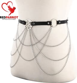 Festival harnas ketting - RVS en Leder - Feest - Verstelbaar en one size - Riem — thumbnail 3