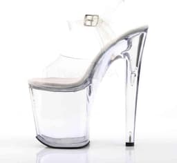 Pleaser - XTREME-808 Sandaal met enkelband, Paaldans schoenen - Paaldans schoenen - 36 Shoes - Transparant/Zilverkleurig — thumbnail 3