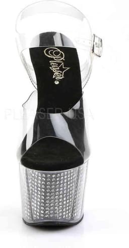Pleaser - ADORE-708SRS Sandaal met enkelband, Paaldans schoenen - Paaldans schoenen - 38 Shoes - Zilverkleurig/Transparant — thumbnail 2