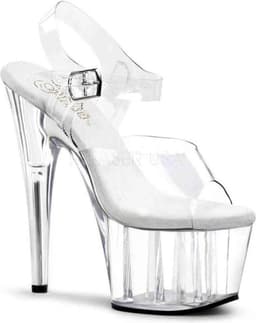 Pleaser - ADORE-708 Sandaal met enkelband, Paaldans schoenen - Paaldans schoenen - 41 Shoes - Transparant — thumbnail 1