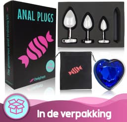 CheekyTreats Metalen Buttplugs voor mannen en vrouwen - Buttplug Set 3-Delig met Vibrator - Anal & Butt Plug - Blauw' — thumbnail 4