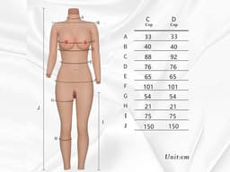 Full body - Lang - Cup D - Siliconen Huid - 100% Hypoallergene Medische Siliconen - Bodysuit lang - + Kanten choker - Crossdresser - Transgender - Mastectomie - Wearable body - Kunstmatige Nep Borst - Body4Everybody — thumbnail 4