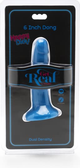 Get Real – Dual Density Dildo met Zuignap met Aders in Stijlvol Opvallend Ontwerp Verharde Kern - 15 cm – Blauw — thumbnail 3