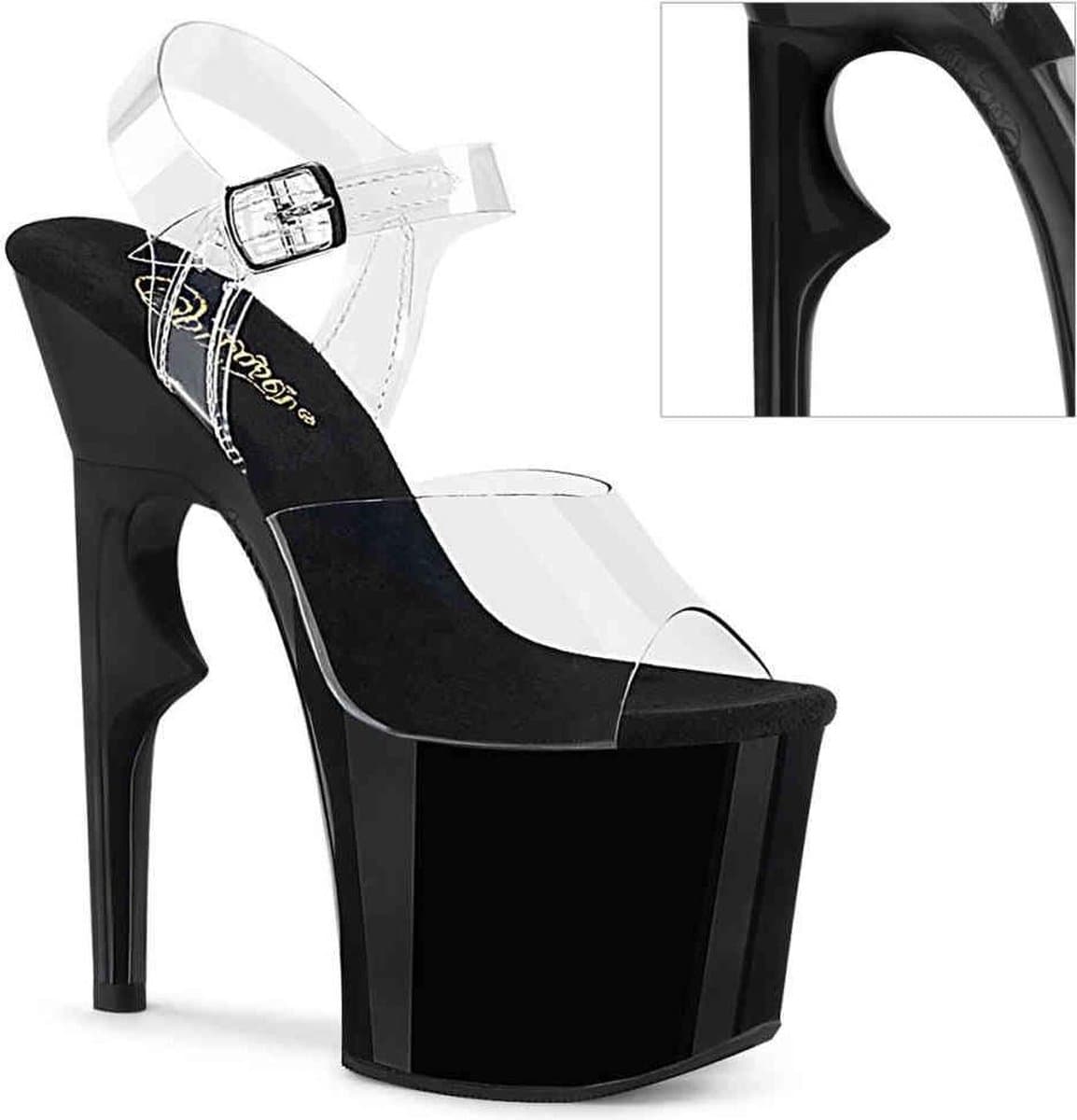 Pleaser - LOVETHORN-708 Sandaal met enkelband, Paaldans schoenen - Paaldans schoenen - 36 Shoes - Zwart/Transparant — afbeelding 1