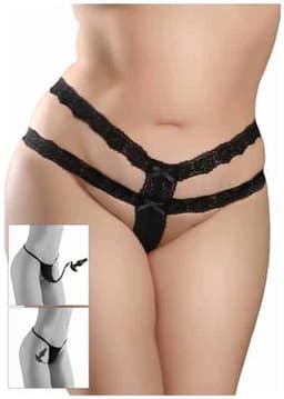 Pipedream - Crotchless Secret Gem +Size XL-XXL - Anal Toys Buttplugs Zwart - S-L - Erotisch slipje - Hook up pantie - Pipedream - Slipje met plug — thumbnail 4